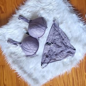 Adore Me Abela 34DD Purple Push Up Bra and Size Large Bikini Panty Set